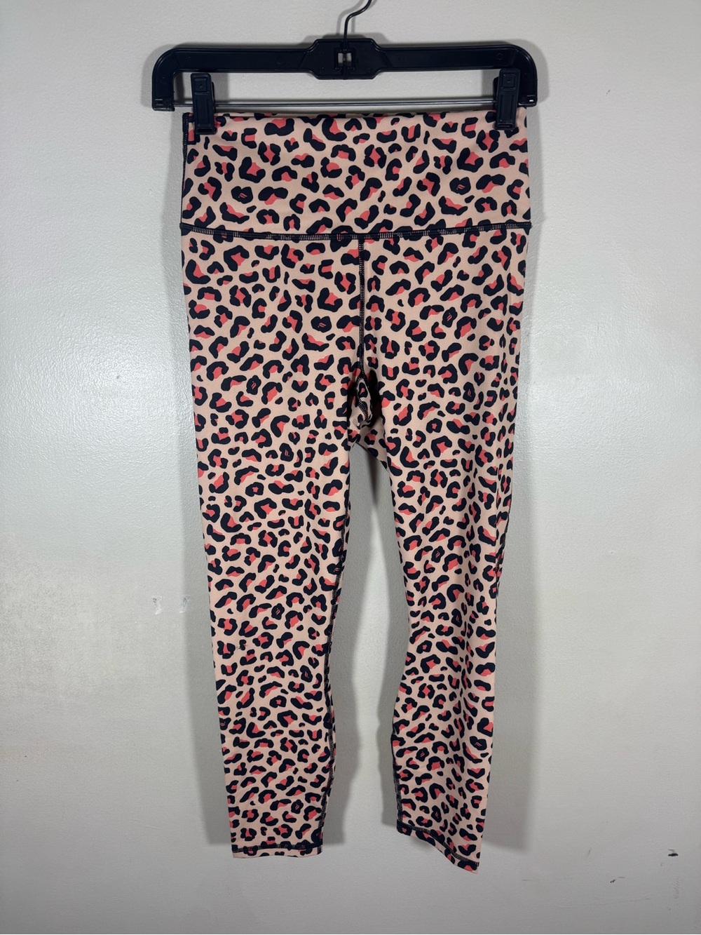 Fabletics Beige and Pink Leopard Print Leggings